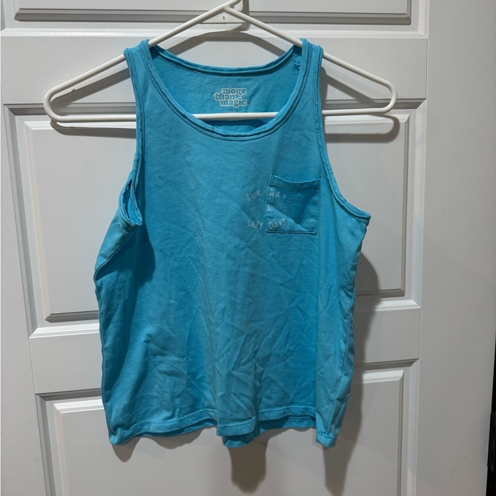 Green Tropical Print Tank Top and blue tank top bundle - Picture 2 of 7